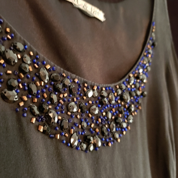 👗 MAC & JAC - Silk black, violet & brown dress - Size XL - Picture 3 of 5